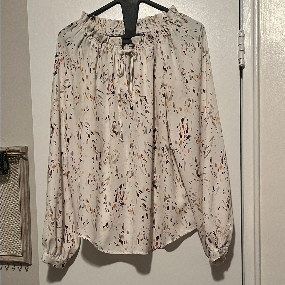 A New Day Cream Blouse with Colorful Print